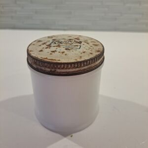 Vtg Krank's White Milk Glass Cleansing Cream Jar with Lid Hazel Atlas 1950's